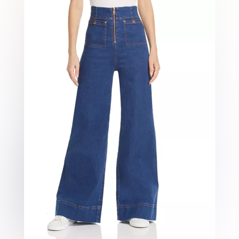Alice McCall Bluesy High Rise Wide Leg Jeans in Indigo